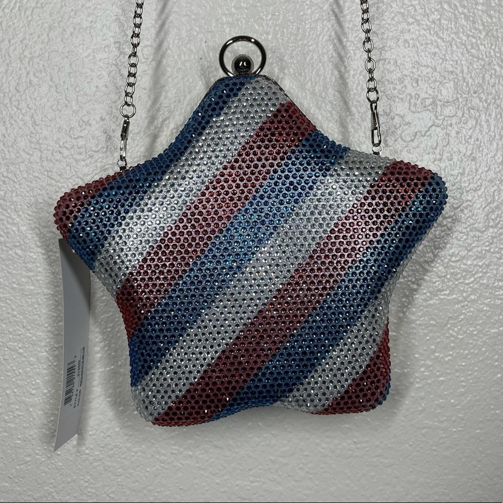 NWT Alessia Star Red White & Blue Gem Chain Purse